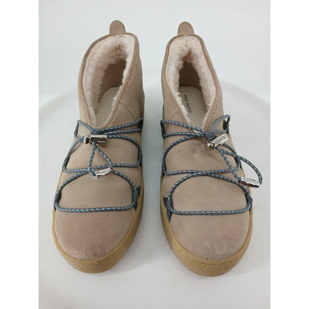 FREE PEOPLE Snowdrop Micro Shearling Boot Womens 11M Tan Suede NEW DB5